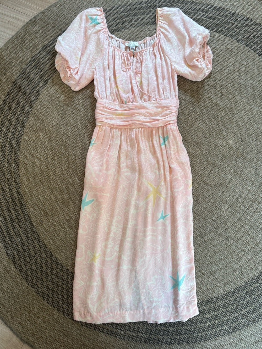 Vintage 80s Silks St. Gillian 100% silk midi dress pink pastels Extra Small (XS) - Picture 8 of 13